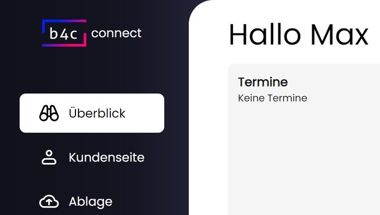 Überblick Seite auf der Navbar