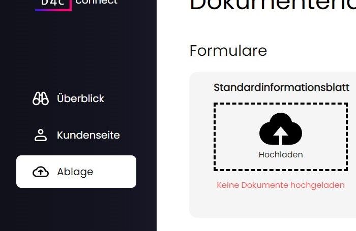 Dokumentenablage in der Navbar.