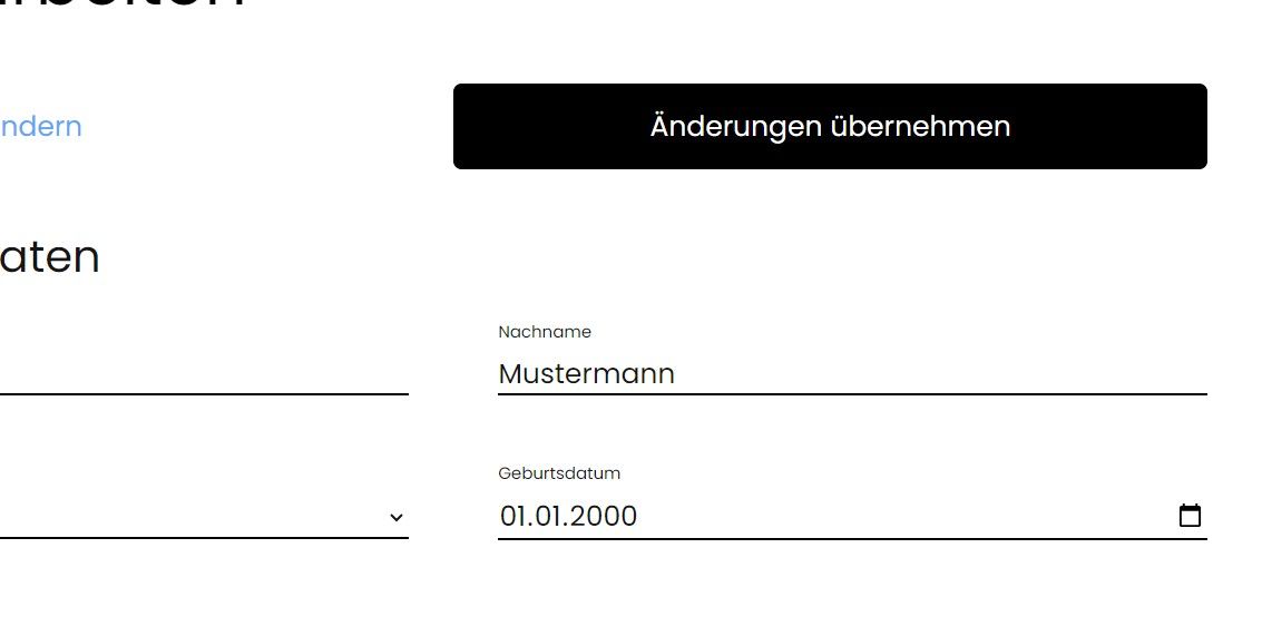 "Änderung übernehmen" Knopf